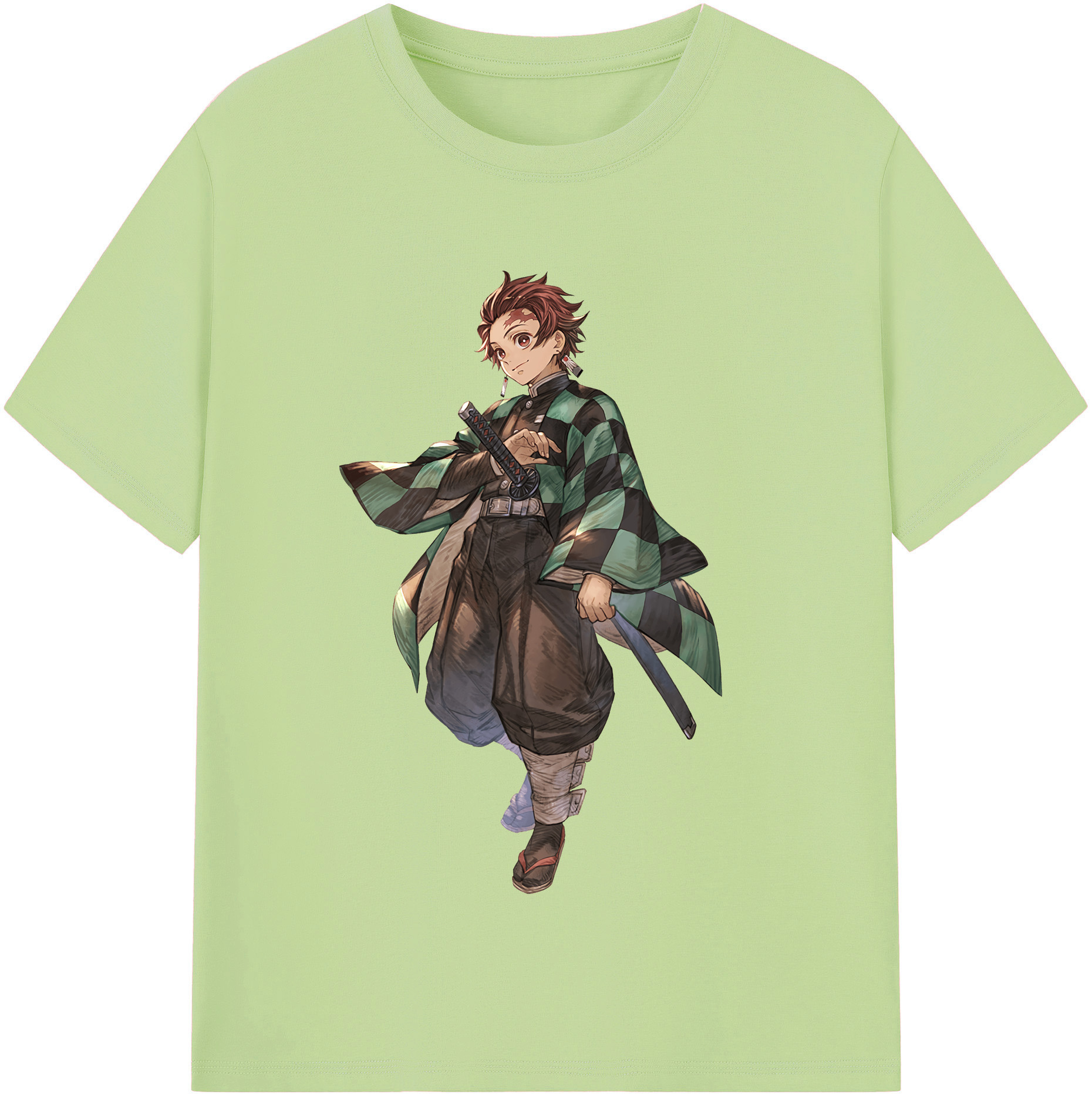 （画像用） 鬼滅の刃 竈門 炭治郎／かまど たんじろう Kamado Tanjirou 綿100％半袖Tシャツ（フロントプリント）